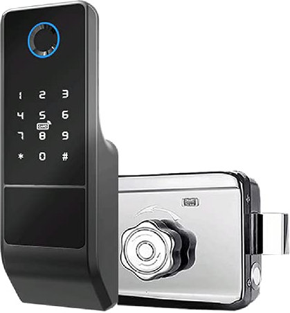 SLRMKK Smart Door Lock Keyless Remote Control Digital Home Electronic Lock, Waterproof Outdoor Gate Lock, App Fingerprint Card Code and Key Lock for Bedroom Home Security