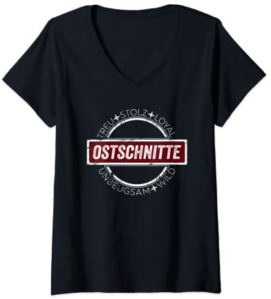 Damen Ostschnitte mit Herz Hammer und Sichel T-Shirt mit V-Ausschnitt
