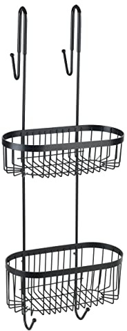WENKO Duschregal 2 Etagen Mod. Serino, Duschregal mit 2 Körben zum Einhängen an die Duschwand, aus robustem Stahl, vor Rost schützende Beschichtung, 25,5 x 19,5 x 70 cm