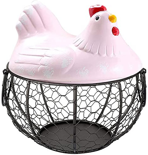 Whisverse Cesto per uova, cestino per uova, organizer per ristoranti, in battuto, decorazione per galline da cucina (rosa)