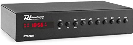 Power Dynamics WT240A Amplificador estéreo con WiFi, Bluetooth, Sistema Multi-Sala, ethernet RJ45, Entrada Mini Jack, USB, 10 presets Personalizables, Mando a Distancia, Salida RCA.