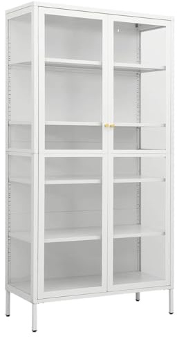 vidaXL Vitrine Weiß 90x40x180 cm Stahl und Gehärtetes Glas
