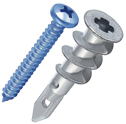 Wensilon 200pcs #8 Self Drilling Zinc Alloy Anchors, Metal Wall Anchors with Screws Wall Anchors,100PCS Wall Anchor and 100PCS Screws for Drywall, 75LB Hanging and Mounting
