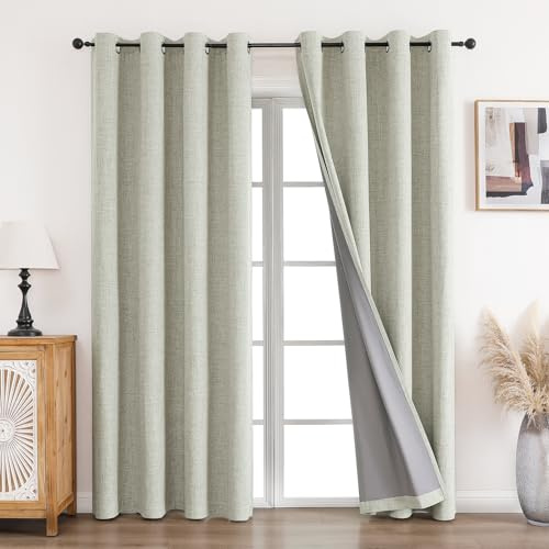 CUCRAF Vorhang Blickdicht Gardinen mit Ösen Hellbeige - 100% Verdunklungsvorhang Ösenschal Vorhänge 2er Set H225xB140cm Deko Ösenschal Thermo Vorhänge für Wohnzimmer Kinderzimmer Schlafzimmer