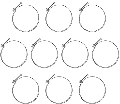 POWERTEC 70218-P2 6 Inch Double Wire Hose Clamp with bolt, Adjustable Hose Clamps for Dust Collection Hose, Dust Collection System Accessories, Dryer Vent Hose, Leaf Vacuum Hose, 10pk (Color May Vary)