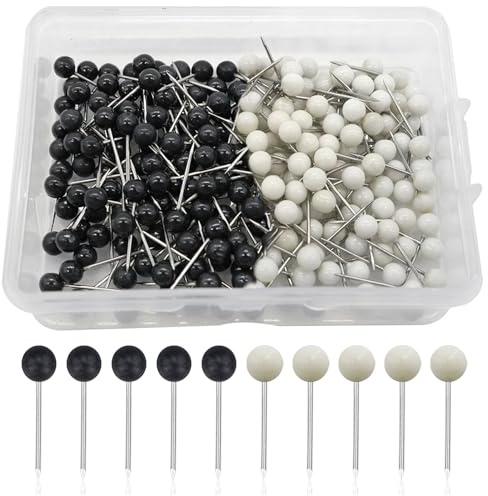 Lot de 600 punaises rondes à tête sphérique pour tableau d'affichage et avis - Noir et blanc - 0,6 cm