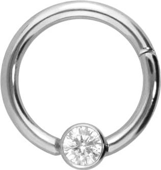 PIERCINGLINE Titan Segmentring Clicker mit Flacher Kristalldisc - Piercing für Nase, Septum, Ohr, Helix oder Tragus in 4 Farben