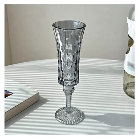 Generic Verres À Vin 6 Pcs Gaufré Champagne Verres À Vin Maison Vintage Haute Droite Mousseux Verre Flûte À Champagne/Gris/115 Ml