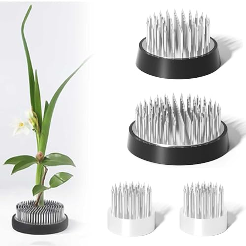 AMONENZ 4 Stück Silber Steckigel Blumen, D23*2+D34+D46 Blumen Frosch | 3 Größen Rund Ikebana Blumenhalter, Edelstahl Blumenarrangement Werkzeug für Haus, Garten, Hotel