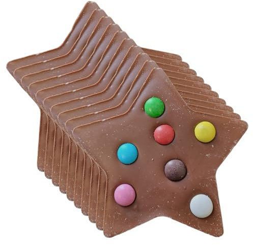 schenken-24 10 x 100 gr. Schokofigur, Stern mit bunten Schokolinsen