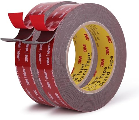 Nastro biadesivo per montaggio ad alta resistenza 25 mm x 5,5 m 2 rotoli Realizzato con adesivo forte 3M VHB 4611F Nastro in schiuma Materiali decorativi e finiture per casa ufficio e auto grigio