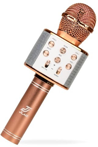 JLAG Microfono Bluetooth Karaoke per Bambini Senza Fili - Compatibile con Android/iOS/Pc/Smartphone Tv Con Microfono (Oro Rosa)
