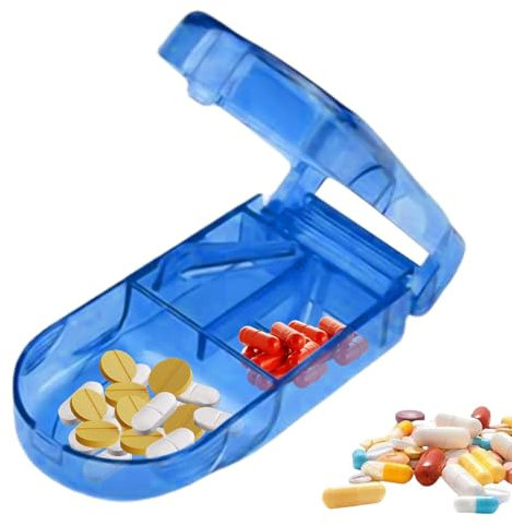 Pillenschneider-Tablet – PP-Pillenschneider mit Aufbewahrung | Tragbarer Reise-Tablettenteiler, benutzerfreundlicher Pillenzerkleinerer, Pillenschneider mit Aufbewahrung für Zuhause, Reisen, A