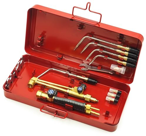 Gasbrenner Autogenschweißgerät Sauerstoff - Schneidbrenner Set für Acetylen Sauerstoff, Brenner für Gasflasche