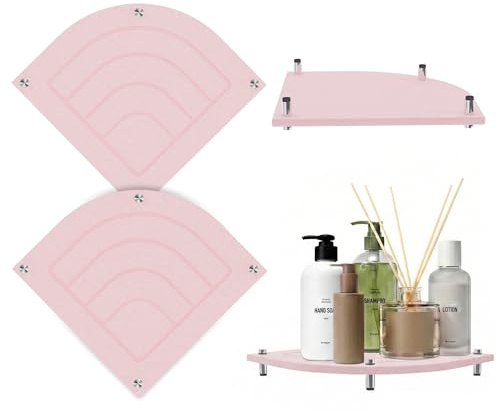2Pcs Fan-Shaped Stone Drying Mat, Water Absorbing Stone Tray with Stainless Steel Feet, Fast Drying Diatomite Stones Sink Tray, Vanity Trays Dispenser Organizer for Bathroom(11.7L x 8.27W x 1.3H)