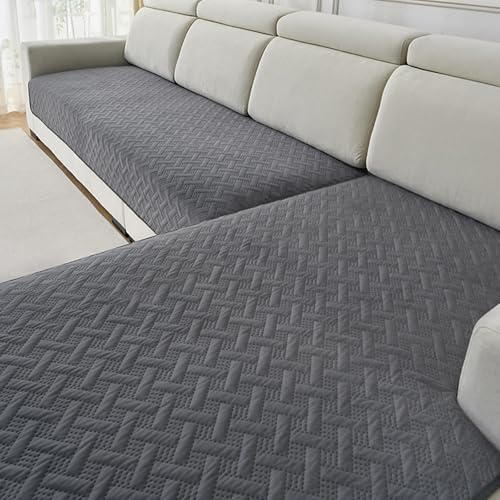 Luxvara Funda Sofa Chaise Long, Nuevas Universales 1/2/3/4 Plazas Protector Cubre Sofa, Funda de Sofá Impermeable Antideslizantes con Textura Gruesa Sólida para Sala de Estar (Gris, 90x160cm)