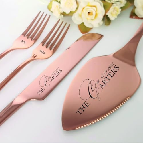 miguha Juego de Corte de Pastel de Boda Personalizado, Juego de Servidor Personalizado, Regalos de Boda, Regalo for Despedida de Soltera, Aniversario y Compromiso