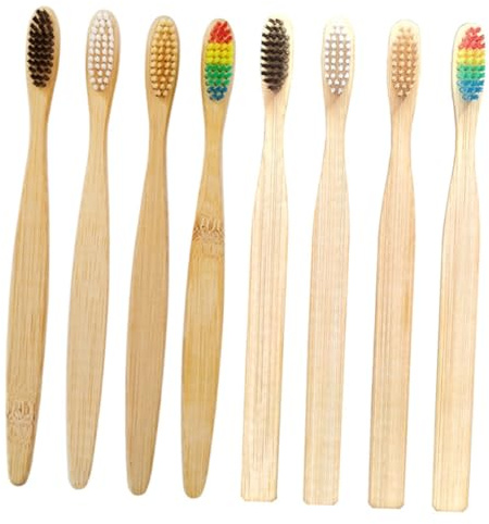 Hohopeti 20 pièces Lot Brosses à Dents Bambou Écologiques Poils Souples Variation Couleurs pour Adultes Biodégradables et Naturelles
