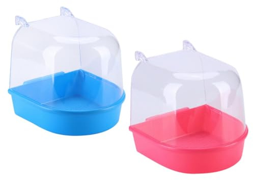 Cabilock 2 Bañeras Colgantes de PVC para Pájaros Color Aleatorio Fáciles de Instalar, Lavabo de Ducha para Loros Adecuado para Jaulas y Uso Hogar