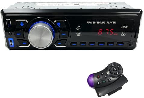 Radio Coche Bluetooth 1 DIN - Autoradio Bluetooth Manos Libres/FM Radio | Soporta USB/SD/AUX Input/EQ, Control Remoto Incluido - Estéreo para Coches 12V
