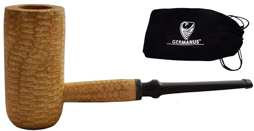 GERMANUS Original Corncob Pfeife - Mac Arthur Short, Gerade - Tabakpfeife inkl. Pfeifenbeutel