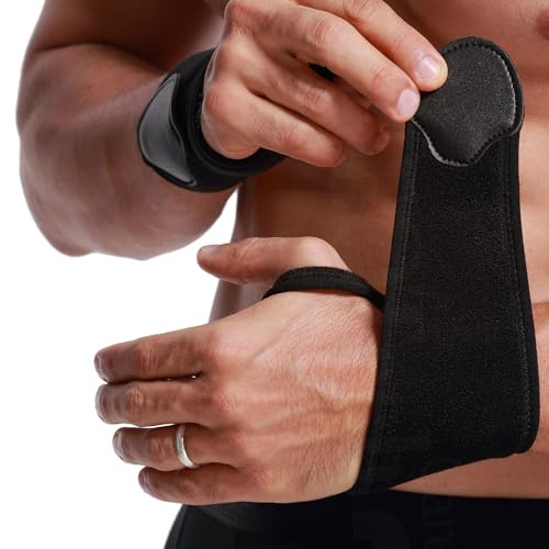 Neotech Care - Handledsband - elastiskt och andningsaktivt material - justerbart kompressionsband - män, kvinnor, höger eller vänster - stödband för skydd eller sport (Svart färg, Storlek M, 1 par)