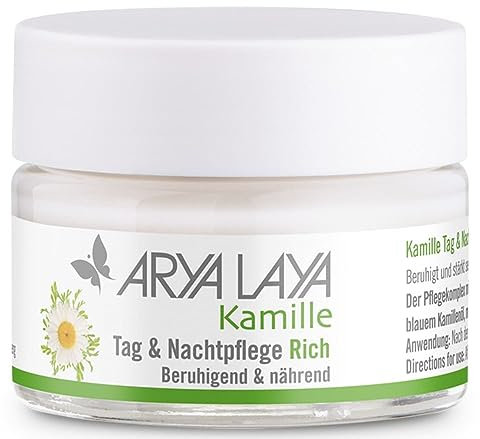 ARYA LAYA Kamille Tag & Nachtpflege RICH: nährt, lindert Spannungen und Rötungen, beruhigt und stärkt trockene und sensible Haut, 50 ml