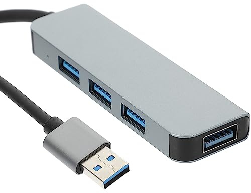 USB Hub 4-port Aluminium Alloy Splitter for Laptop Expansion | One USB 3.0 and Three USB 2.0, for Speaker and Keyboard Connection, High Hardness Sturdy Build