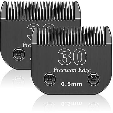 Ersatzklinge für Hundepflege, Kompatibel mit Heiniger/MOSER Max45 /Andis/Oster A5/Wahl 10KM Series Hundeschermaschine, Größe 30 1/50 (0,5mm) Schnittlänge, 2 Stück Schwarz