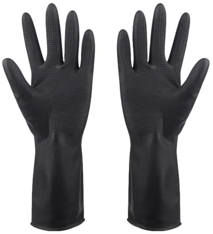Fulenyi Gants de Teinture de Cheveux, 2 Paires Noir Gants de Coloration Des Cheveux en Latex, Respirants et sans Poudre, pour Salon de Coiffure