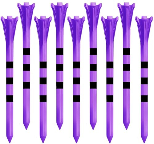 FINGER TEN Golf Tees Plastik Unzerbrechliche 3 1/4 2 3/4 Zoll 30 Packung oder Lange Tees 40 Stück mit 1 1/2 Kurze Tees 20 Stück, fünf Krallen Golf Tee Gemischte (Violett, 30 Pack-2 3/4 '' 70mm)