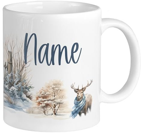 GRAZDesign Weihnachtstasse mit Namen personalisiert Weihnachtsdorf, Namenstasse Kaffeetasse Keramik 330ml