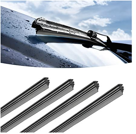 Adunsiaoto 4PCS Car Windshield Wiper Blade Strips, Universal Adjustable Wiper Instead Of Filler Strip, Silicone Car Frameless Window Boneless Replacement Refills