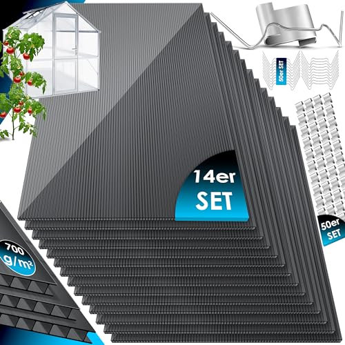 KESSER® Pannelli alveolari in policarbonato 4mm | 10,25 m² Lastra alveolare - 121x60,5 cm | 50x Clips + 50x Z-Clips | Lastra alveolare per serre Lastra resistente ai raggi UV