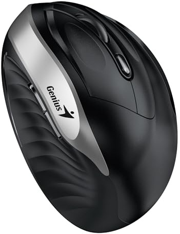 Genius Ratón ergonómico WIR. Ergo 8250S Vertical + Reposapiés Silver Gray/Blak