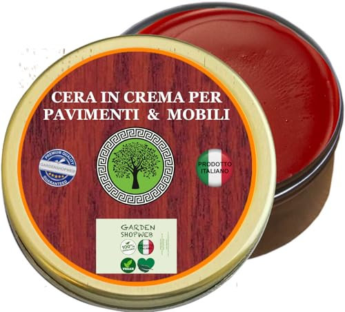 OIL&WAx Ceralegno cera d'api crema pasta per mobili e legno lucida protegge NATURALE in 5 TONALITÀ PIGMENTATE MADE IN ITALY (250 ml, Rossa)
