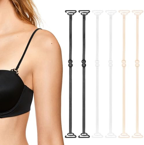 6 Pcs Bra Straps Replacement Adjustable Bra Shoulder Straps Elastic Women's Bra Straps Removable Lingerie Straps Dress Straps for Strapless Dress, 3 Colors