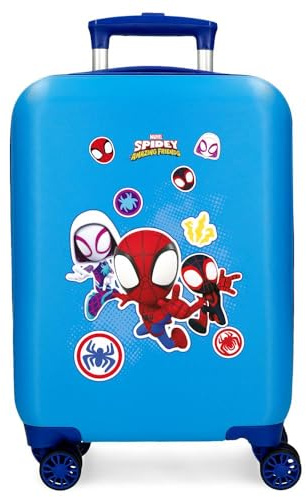 Marvel Spiderman Go Webs Go Kinderkoffer, Hartschale, ABS, seitlicher Kombinationsverschluss, 4 Räder, Handgepäck, blau, 33x50x20 cms, Koffer 50