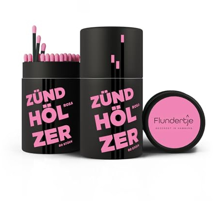 Flundertje tändstickor från Hamburg – 10 cm lång tändsticka, stor tändsticka, hög kvalitet presentset (3, rosa)