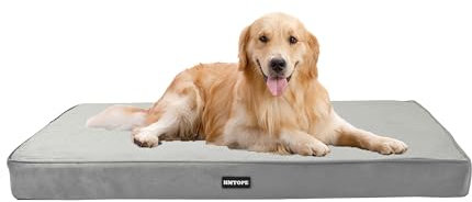 HMTOPE Orthopädisches Hundebett, 10cm Dicke Hundekissen für Mittelgroße Hunde, Grosse Hunde, Abnehmbar und Waschbar Hundematte, rutschfeste Unterseite, Wasserdichtes Innenfutter, 112 cm, Hellgrau