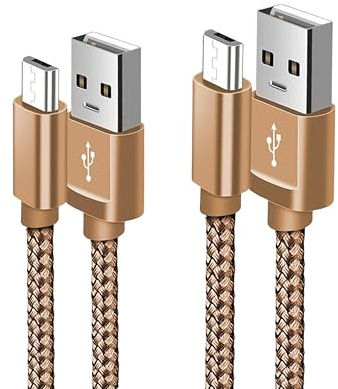 Micro USB Cable, Android Charger Cable, Fast USB Charging Cable Nylon Braided USB Charger Lead for Samsung Galaxy S7/S5/J3/J5/J7, Huawei, HTC, LG, Kindle, Nexus, Nokia (1M + 2M)