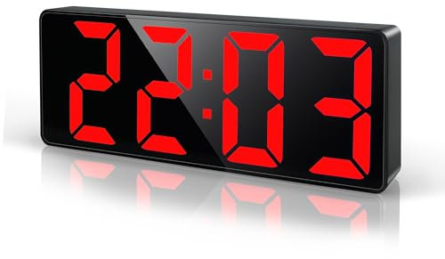 Lafocuse Sveglia Digitale da Comodino 6.7 LED Display, Orologio Digitale da Tavolo con Allarme, Snooze, Luminosità Regolabile, Temperatura, Datario, Sveglia Elettrica per Camera da Letto, Rosso