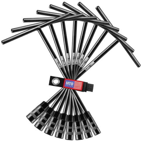 MTO T-Handle Metric Socket Wrench Set, 6-Point (6, 8, 10, 11, 12, 13, 14, 15mm) with Hanging Organizer Strap, Cr-V Steel Lug Wrench Hex Socket for Motorcycle Car Bicycle Repair (8 Pack)