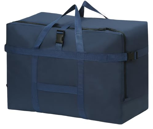 Borsa da Viaggio Pieghevole Extra Grande, Grande Capacità Borsa da Viaggio Duffel, Leggera e Impermeabile Sopra i Bagagli, per Compagnia Aerea, Viaggi, Campeggio, Traslochi, 70 * 35 * 48cm, Blu
