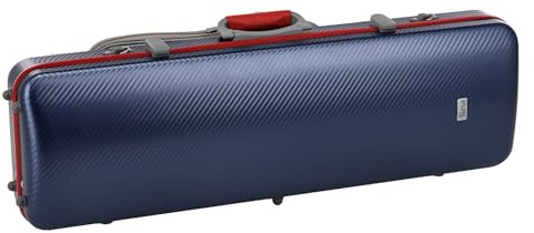GEWA Violinkoffer FUN Series Polycarbonat 4/4-1/2 Größe Blau/Rot, Innenausstattung schwarz, 2 abnehmbare Rucksackriemen, Zubehörtasche, gepolsterte Schwebelagerung, zusätzlicher Seitengriff
