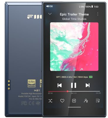 FiiO M21 Android 13 Portable Music Player MP3 Walkman Snapdragon 680 4* CS43198 DAC Chips Hi-Res Audio DSD Bluetooth LDAC (Blue-Black)