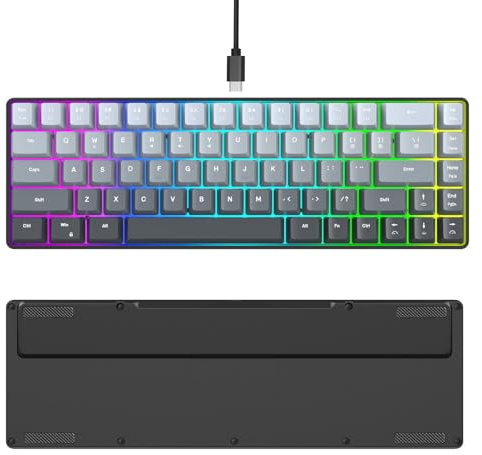 Garsent RGB -Gaming -Tastatur, 68 Taste -Kabel -Kabeltastatur mit Einstellbarer RGB -Backbeleuchtung Injektionstaste, 18 Beleuchtungsmodi, Mechanische Tastatur für Büro, Spiele, Spiele (Farbverlauf