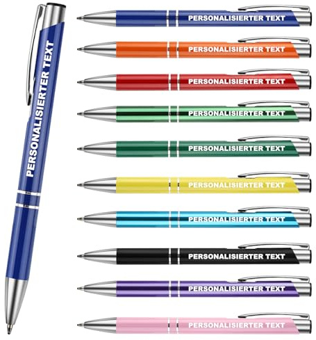 WAFMMTT Kugelschreiber als personalisierte, Luftfahrtaluminium-Metallmaterial, 10 Farben zur Auswahl, Ideal für das Büro, das Home Office oder die Schule (12 Stück)