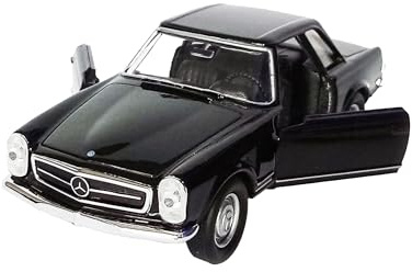 Mercedes-Benz 1963 230SL Modellauto aus Metall Modell Auto mit Rückzugmotor Spielzeugauto Welly 4-Varianten 3 (Schwarz)