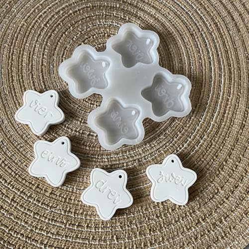 Skeadex Silikonformen Gießformen Weihnachten Stern, 4 Stück Silikonform Stern Anhänger Silikonform Weihnachten Gips Zum Gießen Gießform Anhänger Sterne Gießformen Silikon Weihnachten Anhanger (A)